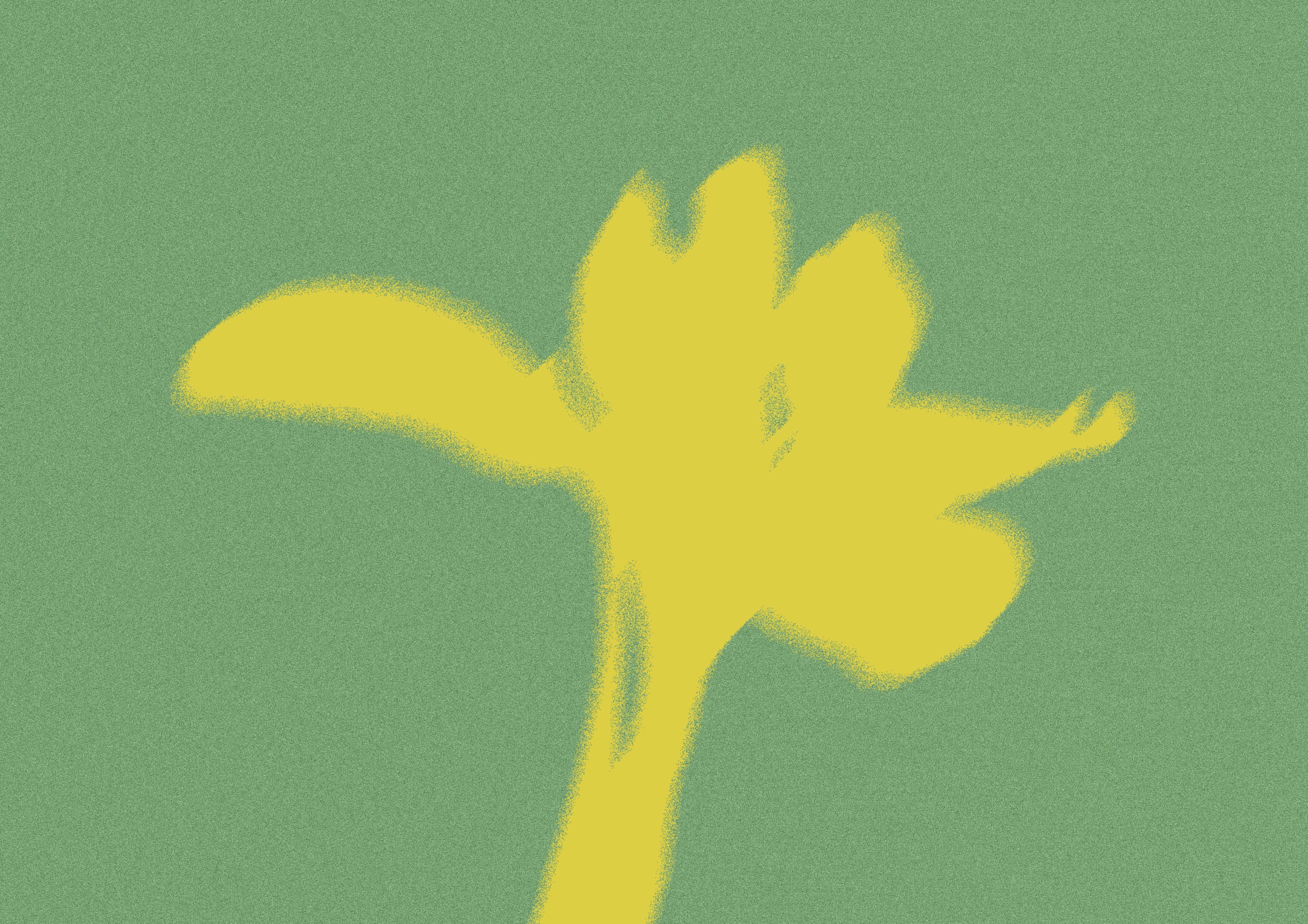 Yellow flower motif on green textured background for Easter