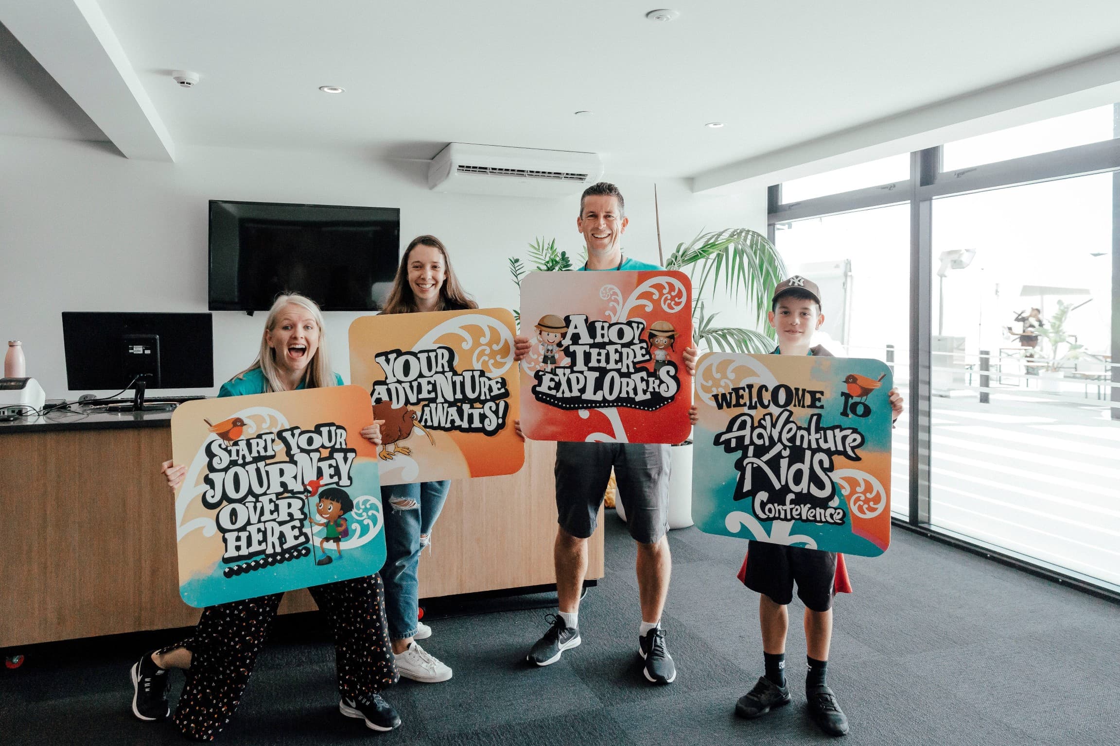 The Adventure Kids team welcoming and celebrating kids to a Sunday service